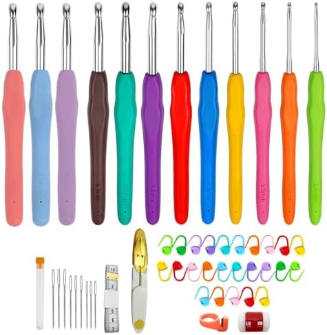 Xpieoyrm Crochet Hooks Set Ergonomic Crochet Hooks 12 Pieces 2-8m...