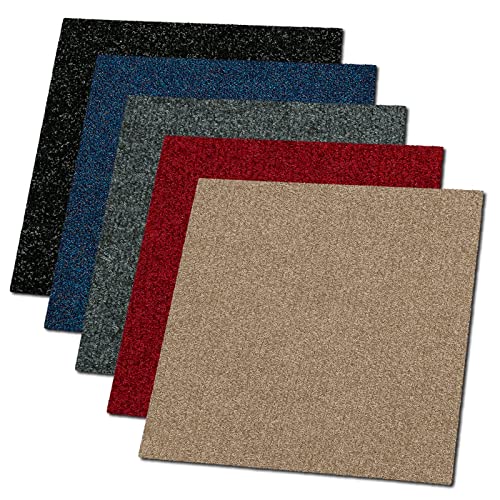 KARAT Dalles de moquette Can Can - Nervurées - Autocollantes - 50x50 cm - Antistatique - Carreaux de moquette (Gris)