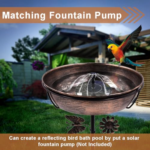 Ouisjyer METAL BIRD BATH S For Outdoors, 2.7 Inch Deep Bird Bath Bowl With Metal Stake For Bird Lovers Gift, Birdbaths & Birdfeeder thumb #4