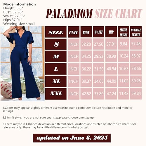 Image of PaladMom Womens Elegant Plus Size Jumpsuits Sexy Back zipper Short Sleeve Mid Waist Wide Leg Straight Rompers