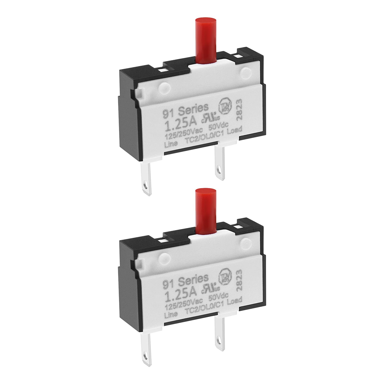 OTOTEC 2pcs Circuit Overload Protection Switch Manual Reset Switch Push-to-Reset Thermal Circuit Breaker Switch 914266-01 1.25A 125/250V Compatible with Dyson DC25