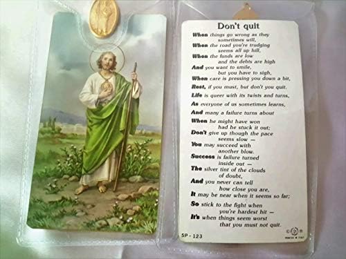 St Jude Prayer Card with Medal Don't Quit Verse