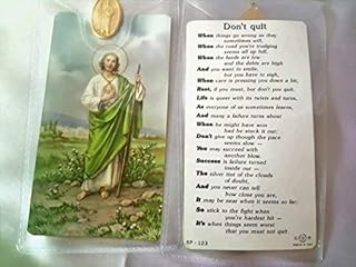 St Jude Prayer Card with Medal Don't Quit Verse