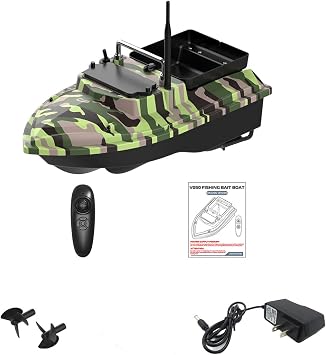 V050 Smart GPS RC Fishing Bait Boat for Pools&Lakes, 12000mAh 500m 2KG Large Capacity Single-Hopper RC Boat with Led Lights and Dual Power, Gifts for Adults