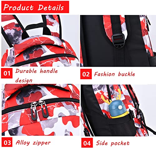 Image of Ladyzone Camo School Backpack Lunch Box Set Lightweight Schoolbag Travel Camp Outdoor Daypack