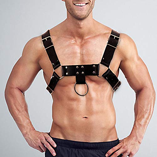 Preisvergleich Produktbild Esplic Ledergeschirr Für Männer, Verstellbarer Brustgurt Aus PU-Leder, Brustgurt Mit Halbem Brustgurt Für Männer