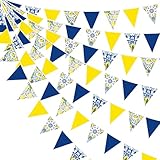 32Ft Capri Lemon Party Decorations Blue Tiles Yellow Lemon Fabric Pennant Banner Triangle Flag Garland Streamer for Amalfi Coast Capri Yellow Blue Tiles Mediterranean Birthday Baby Shower Supplies