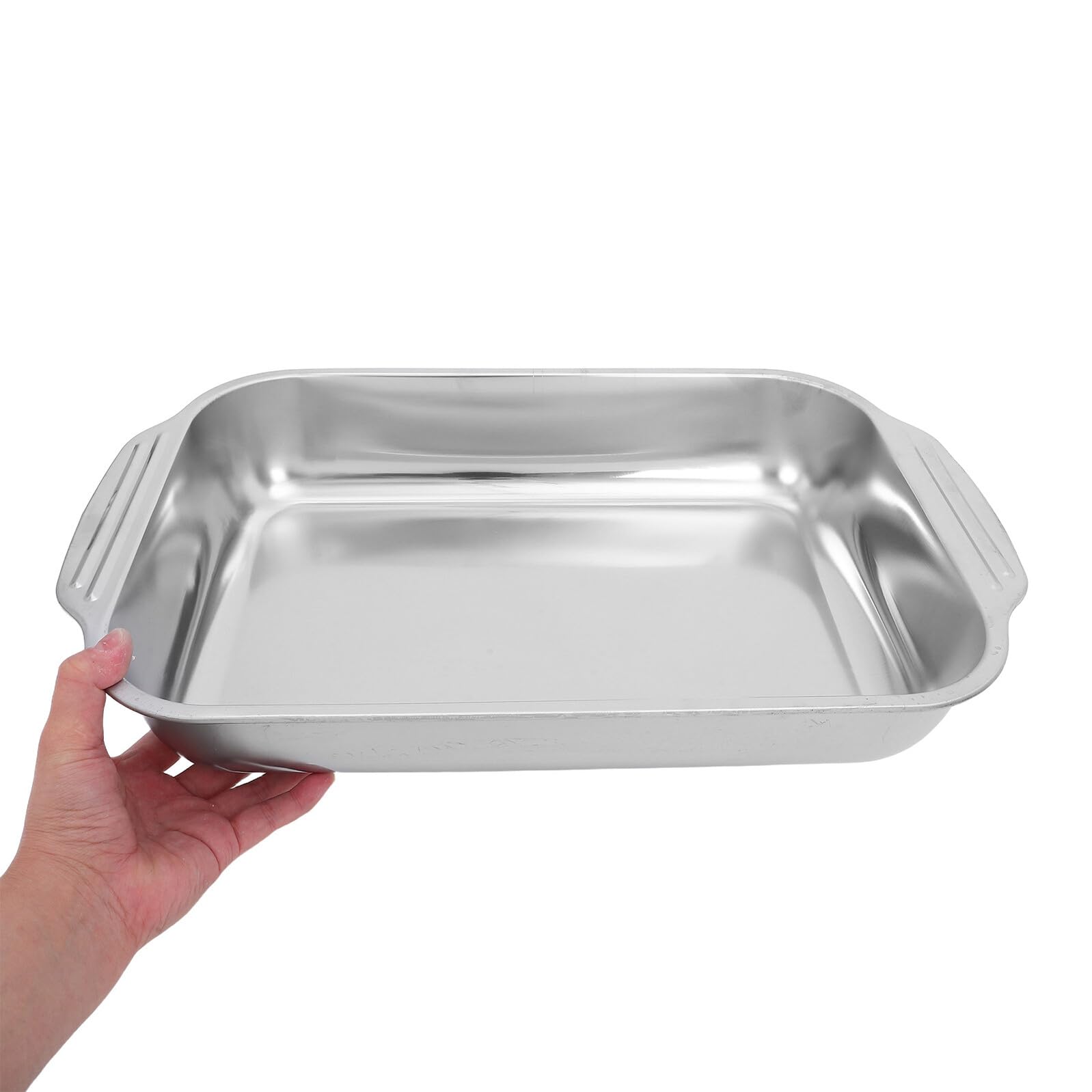 Teglia per Arrosti in Acciaio Resistente Rettangolare Profonda 45X27X8 CM con Bordi Anti Fuoriuscita Compatibile Piani Cottura a Induzione per Pesce Carne e Verdure in Grandi
