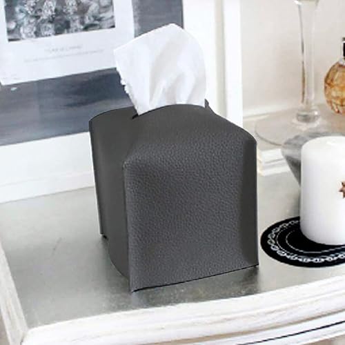 Miniatura 8 de 2 cajas de almacenamiento de pañuelos de cuero de poliuretano, organizador de pañuelos de poliuretano, soporte cuadrado a prueba de polvo,