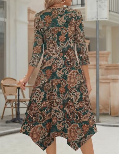 Image of Zeagoo Midi Dresses Women 2026 Dress 3 /4 Sleeve Casual Dresses with Pockets A Line Summer Beach Sundress