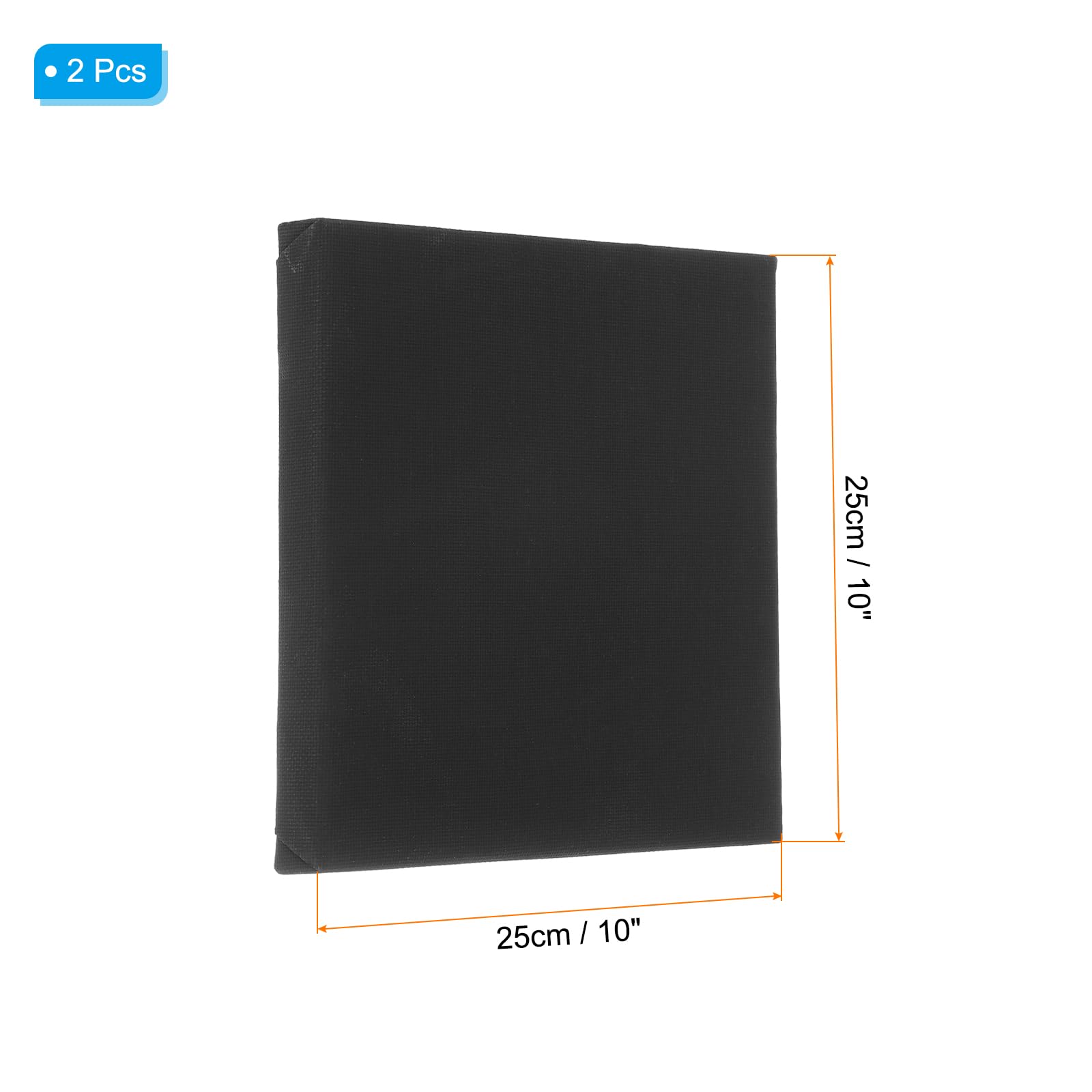 PATIKIL Lienzo estirado negro, 2 lienzos grandes de 10 x 10 pulgadas para pintar lienzos en blanco de algodón imprimado para acrílicos, pinturas al óleo y acuarelas
