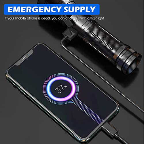 Image of ELEPHANTBOAT LED Flashlight 8000 Lumen LED Flashlight USB Flashlight Rechargeable Flashlight Support Reverse Charging with Battery Indicator 5 Modes Support Focus On /Zoom in IPX5 Waterproof