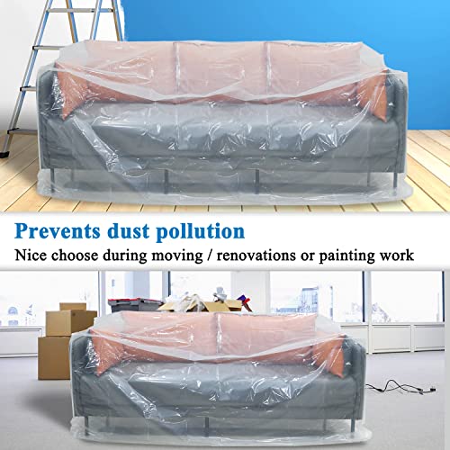 Plastic Couch Cover,Waterproof Sofa Cover,Waterproof Clear See-Through Plastic Furniture Protector,Sectional Couch Covers Sofa Cover,92" Wx42 D #TOP3