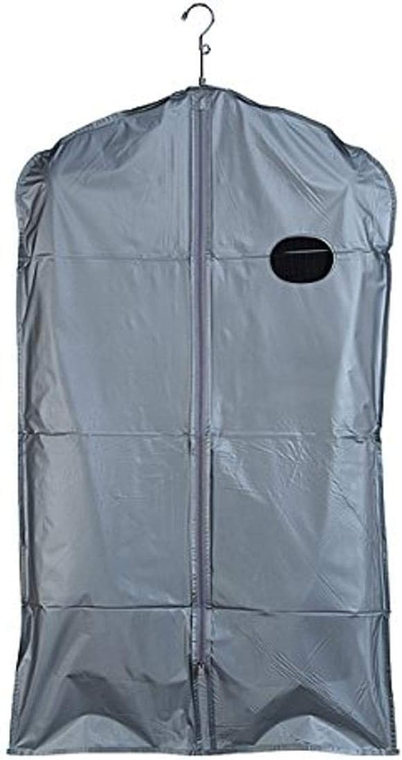 Econoco54/S Vinyl Taffeta Finish Cover with Oval Window and Center Zipper, 3 gauge, 24" x 54", Silver with Silver Trim (Pack of 100)