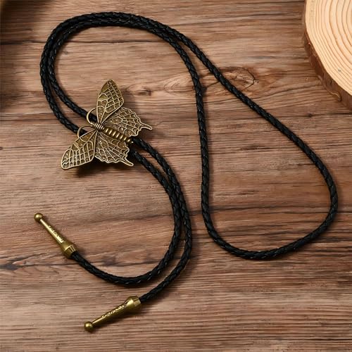 Image of Joxevyia Bolo Tie for Men Vintage Cow Skull Leather Rope Western Cowboy Necktie Vintage Bola Tie Gift for Him