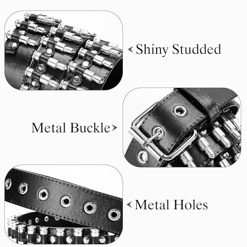 Image of Studded Belt for Women and Men Goth Metal Punk Belt Scene Style Cool Belts for Jeans
