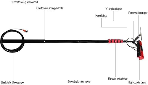 Miniatura 6 de USGitke Limpieza de ventanas con poste de extensión cepillo telescópico alimentado por agua kit de poste alimentado por agua con manguera y sistema