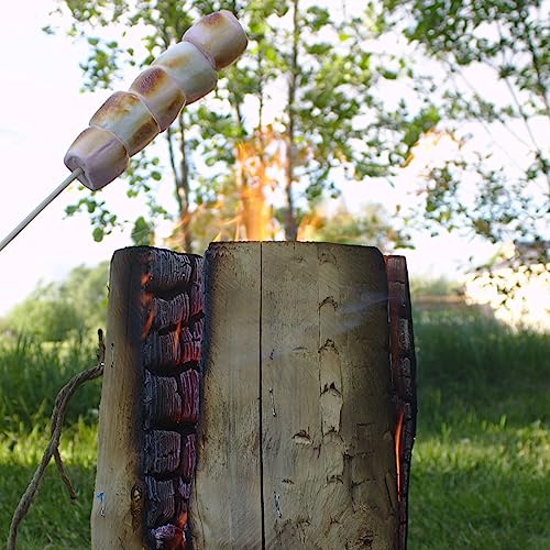 BBQ Light 4 Wood Fire Log with Lighter Cube, Swedish Torch, Swedish Candle, Swedish Fire Log for Camping, Cooking or Small Outdoor Fire from European Pine Tree, 30x30x18 cm