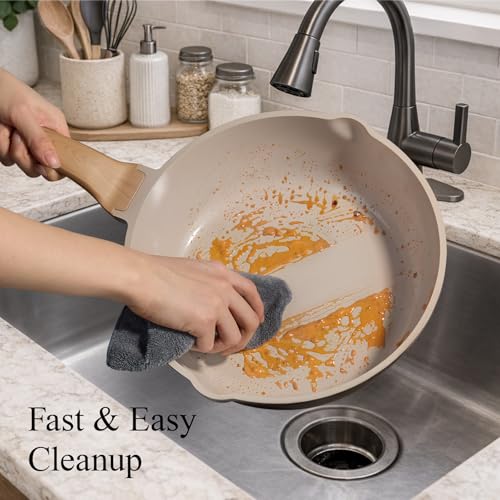 Image of CAROTE 21 PCS Ceramic Cookware Set, Pots and Pans Set Non Stick, Pot and Pan Set with Frying Pan, Induction Ready Cooking Set for Kitchen, PFOS /PFOA /PFAS Free, Brown