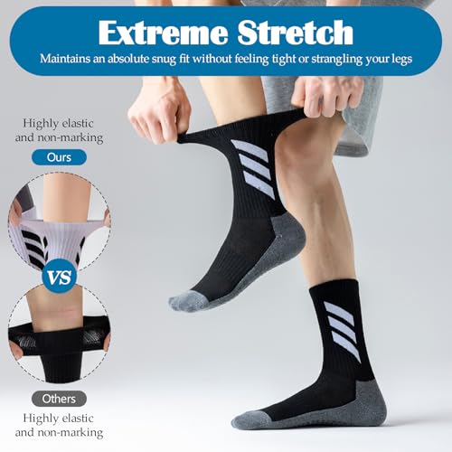 5 Pairs Mid-Calf Non-Slip Socks, Crew Grip Socks, Seamless Reinforced Toe & Heel for Durability and Resistance4
