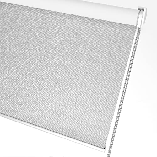 Allbright Roller Shades For Windows, Thermal Insulated Fabric 100% Blackout Window Roller Blinds With Striped Jacquard, Easy To Install(Grey,23'') #TOP7