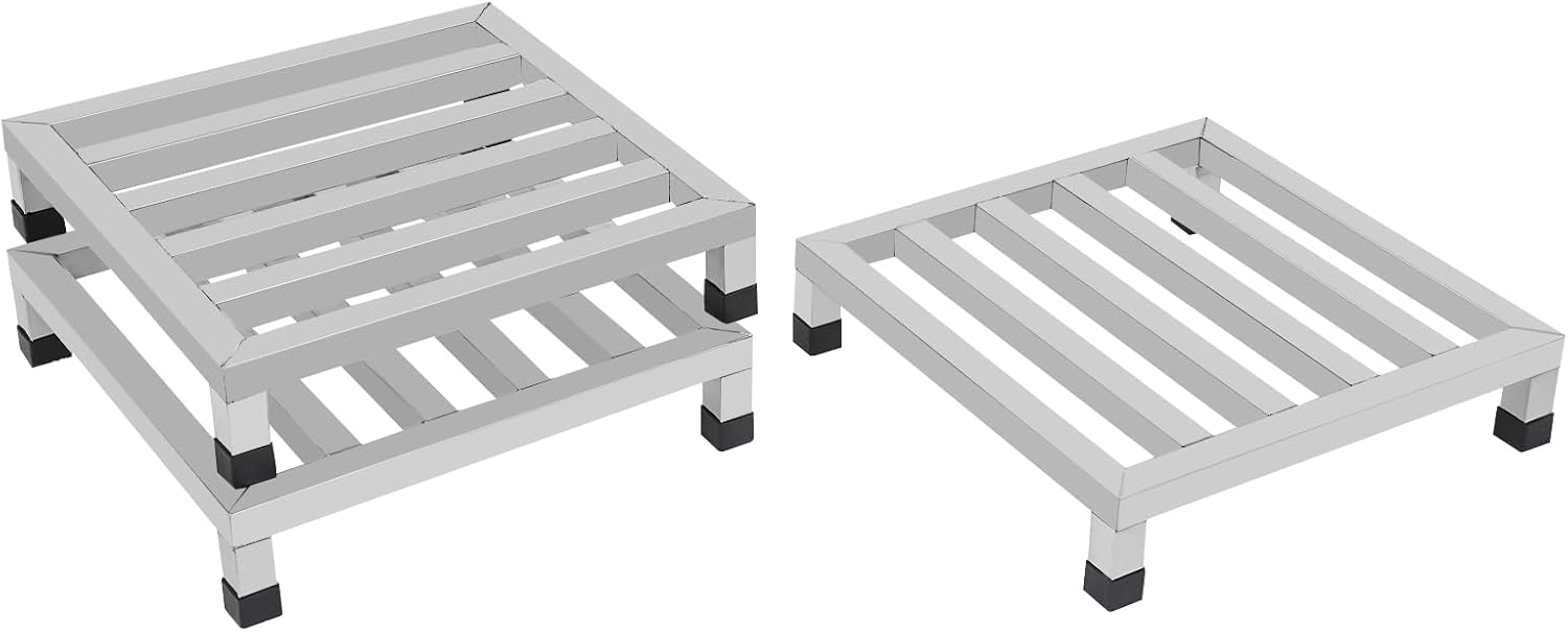 3 Pack Dunnage Rack 17.72" Long x 17.72" Wide, 3.9" Height Stainless Steel Dunnage Rack 1000+ Pound Capacity Storage Commercial Food Service Storage in Restaurant