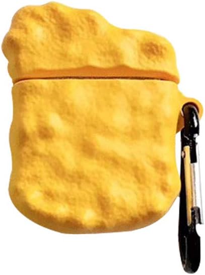 UR Sunshine AirPods Case, Super Cute Creative Funny Food Hamburger Theme AirPods Case, Soft Silicone Case Cover Protective Skin for AirPods 1/2+Hook-Chicken Nuggets
