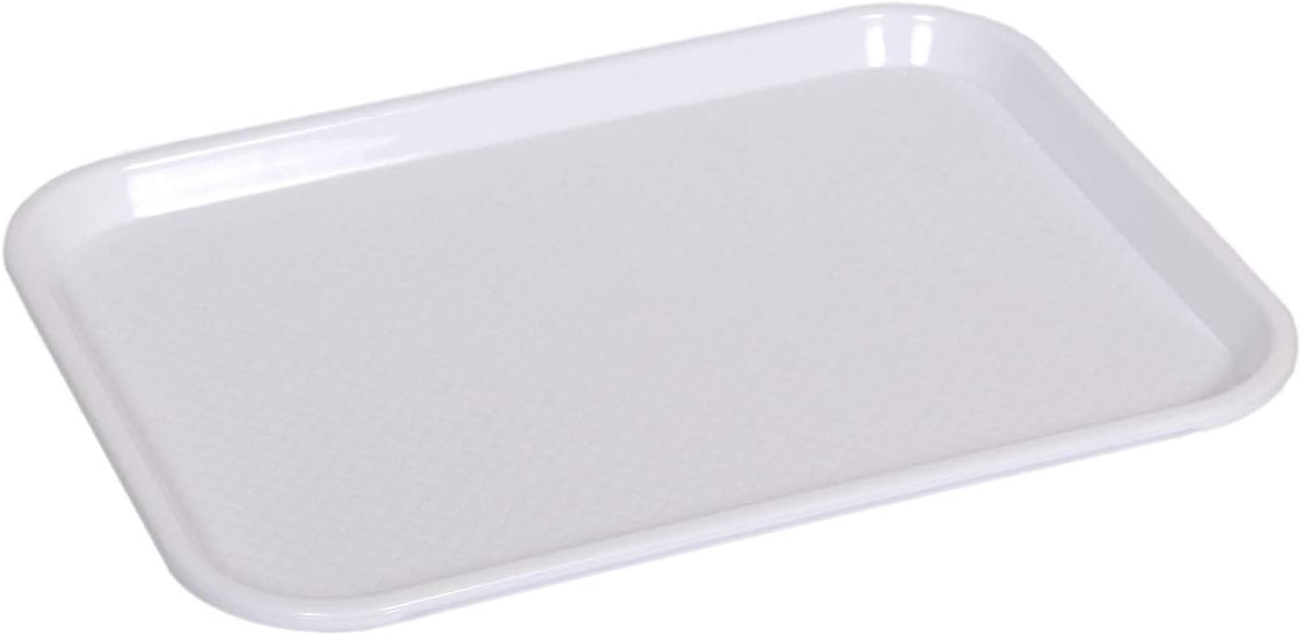 Durable Multi-Use Plastic Serving Trays 18" Rectangular Plastic Trays for Kitchen (White)