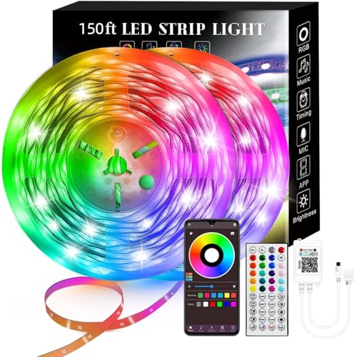 Tira de Luces LED Inteligente RGB 150 ft, Control Remoto 40 Teclas