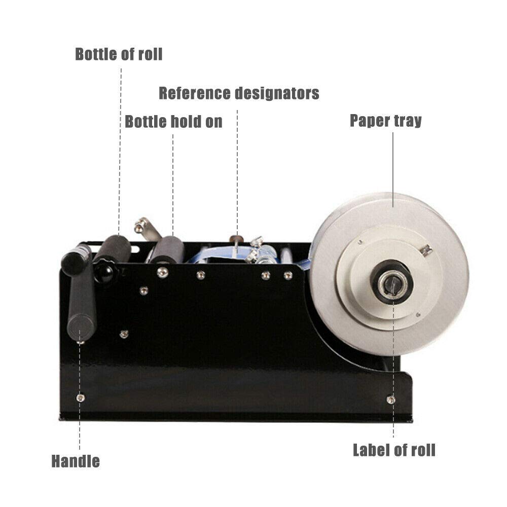 Etichettatrice Bottiglia Rotonda Macchina per Etichette Manuale Regolabile Etichettatrice Della Bottiglia 15-120mm per Industrie Alimentari, Chimiche, Cosmetiche, Mediche