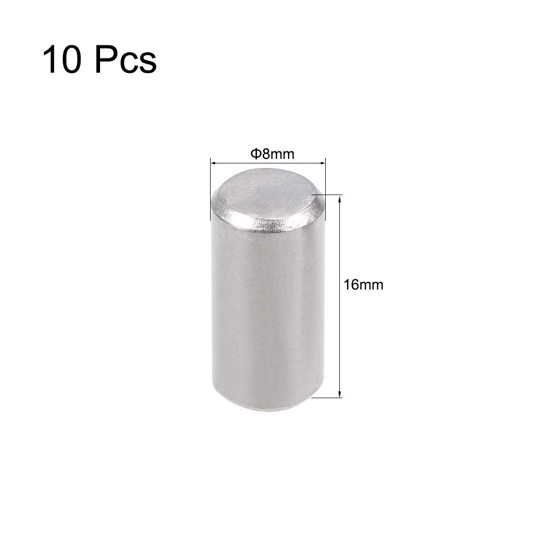 Uxcell 15-Pack 8mm X 16mm Stainless Steel Dowel Pins – 304 Cylindrical Shelf Support Pins For Furniture, Shelves & Alignment