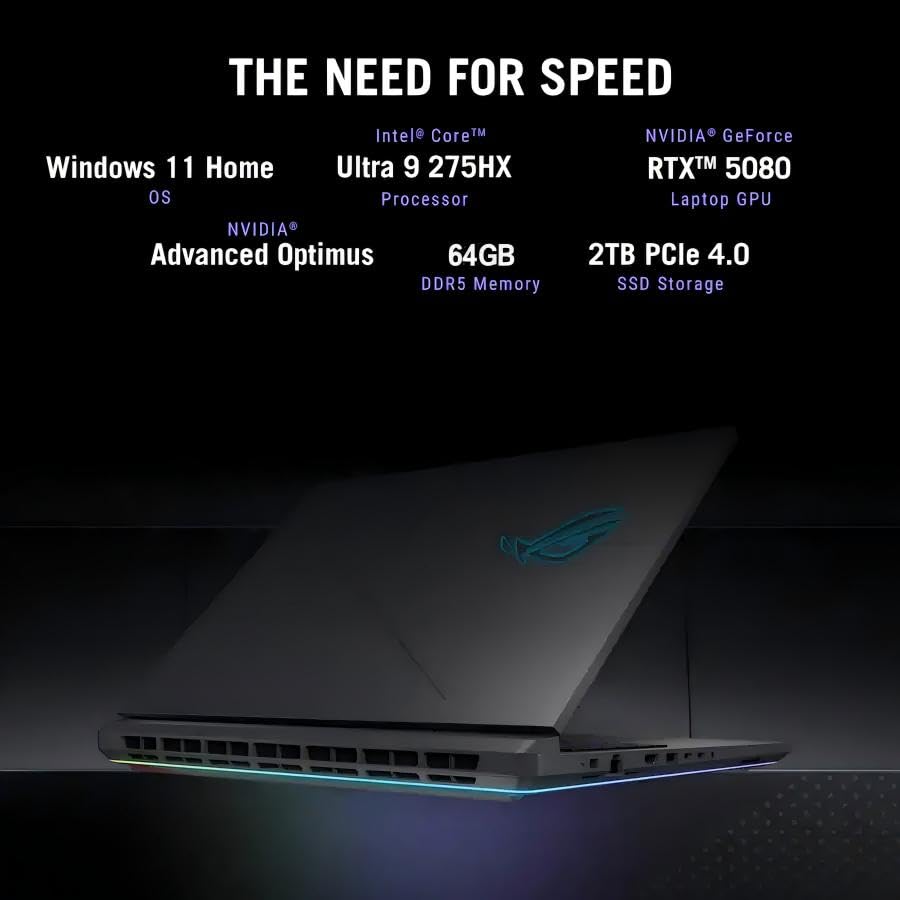 Image of ASUS 2025 ROG Strix G18 Gaming Laptop, Intel 24-Core Ultra 9 275HX(Up to 5.4 GHz), NVIDIA RTX 5080 16GB GDDR7, 18 inch 240Hz 3ms 2.5K Screen, 64 GB DDR5, 2 TB SSD, Wi-Fi 7, Backlit KB, Windows 11 Pro