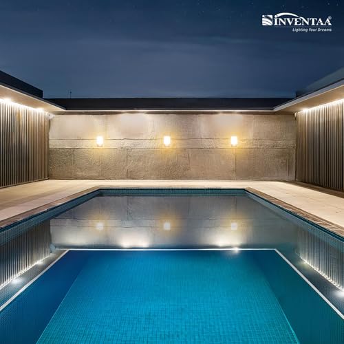 Image of INVENTAA EXLA 12W Outdoor Wall Lights 2 Pack | Outdoor Lights Waterproof Bulkhead Light for Wall Lights for Home | Durable Balcony Lights (White, Warm White)