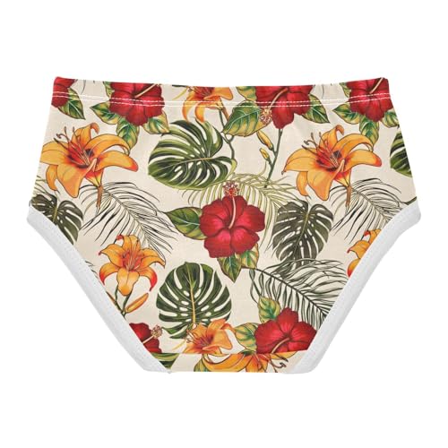 Joisal Tropical Leaves Hibiscus Flowers Panties Little Girl Toddler Girls Underwear Cotton Designer Underpants Briefs 2t2