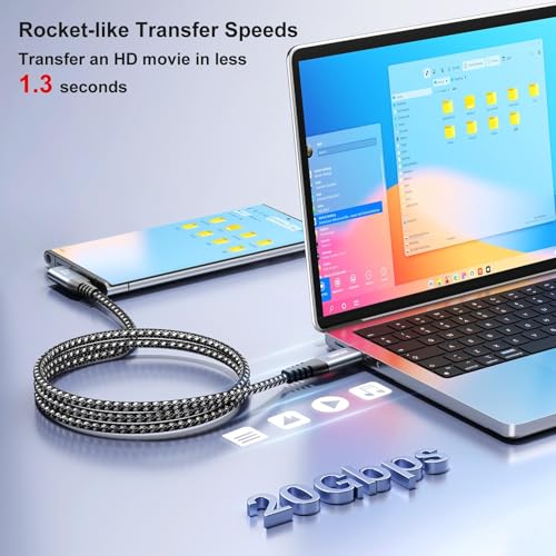 Image of ZeroneTeck USB C to USB C Cable (6.6FT 2 Pack), 4K USB C Monitor Cable Right Angle, UHD USB Type C Video Output, 20Gbps 100W Fast Charging, for MacBook, Dell, LG, HP, KYY,ARZOPA, ForHelp