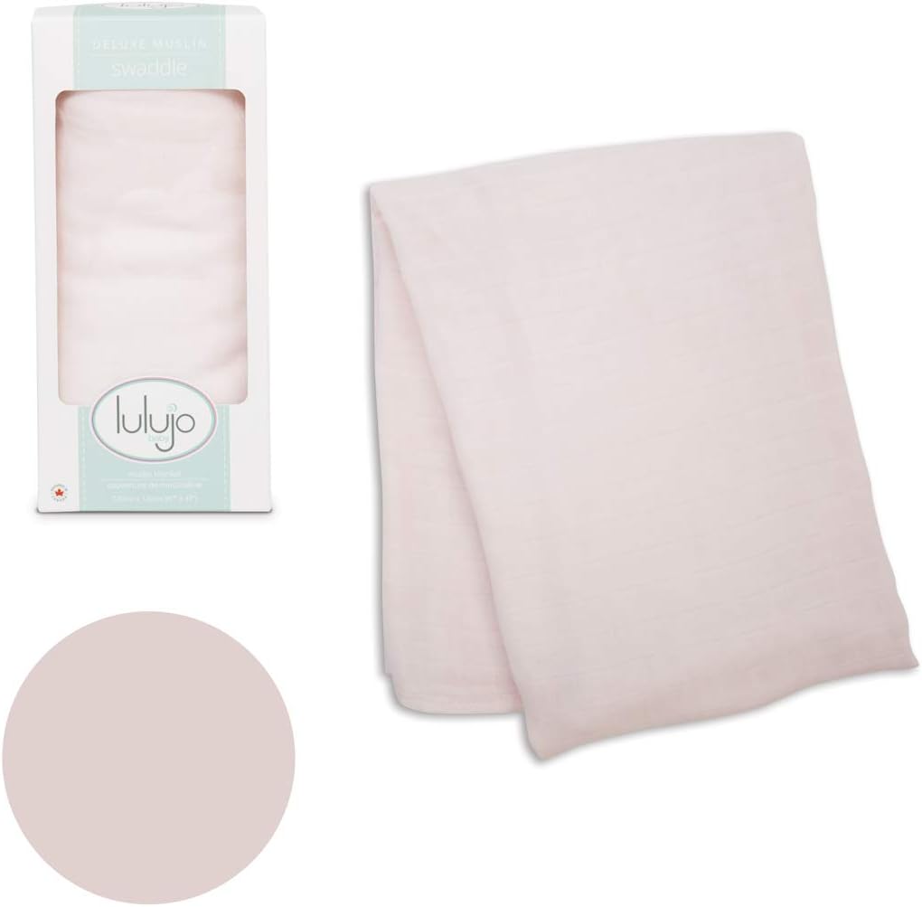 lulujo Baby Swaddle Blanket| Unisex Softest Bamboo Viscose Muslin Swaddle Blanket| Neutral Receiving Blanket for Girls & Boys | 47in x 47in Pink