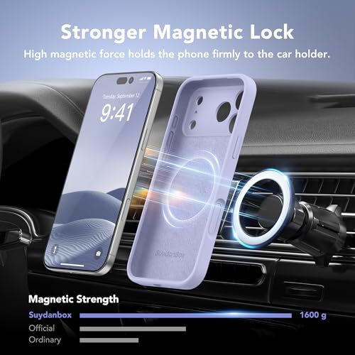 Image of Magnetic for iPhone 17 Pro Max Case, Compatible with MagSafe, [Full Camera Protection][Screen Protector] Silicone Shockproof Protective Phone Case for iPhone 17 Pro Max 6.9 inch, Lilac