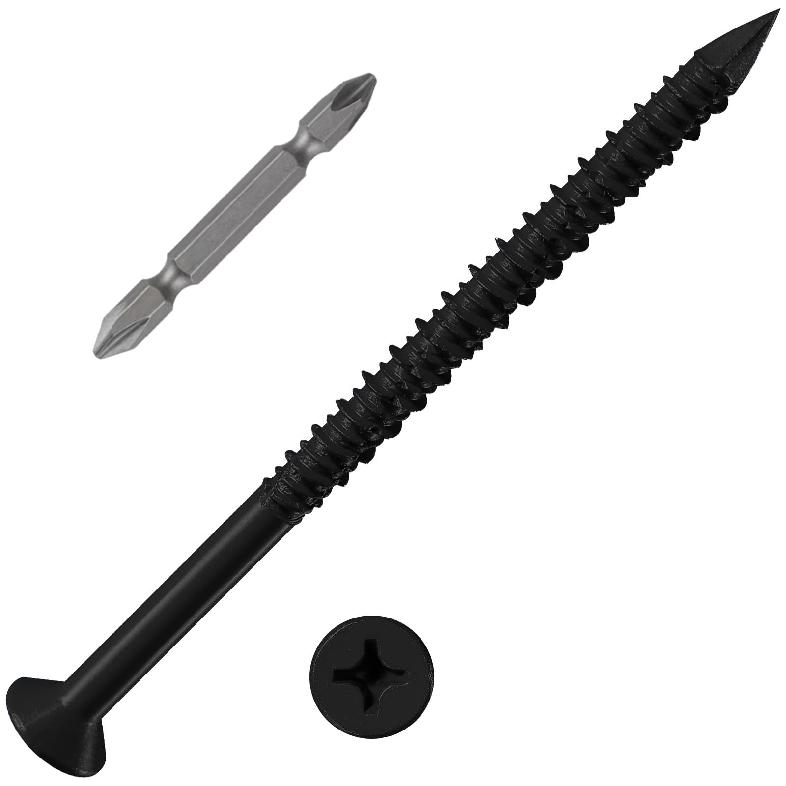 WenSilon(30 PCS) 3/16" x2-3/4 Black Concrete Screw Anchor Black Flat Head for Anchoring to Masonry, Block or Brick Stucco