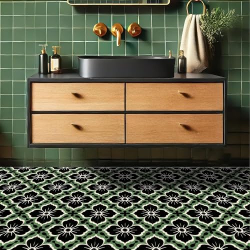 Image of Moroccan Tile Stickers | Waterproof Self Adhesive Peel & Stick Tile Decals for Kitchen Backsplash, Bathroom Wall, Floor, Furniture & Glass (6x6 Inch, Design 51)