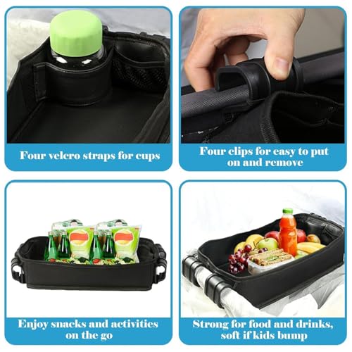 Plateau porte-gobelet pour poussette universel et support snack bébé