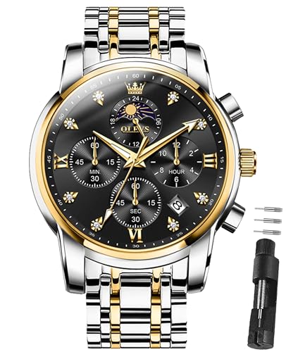 Image of OLEVS Watches for Men Dress Chronograph Luxury Stainless Steel Big Face