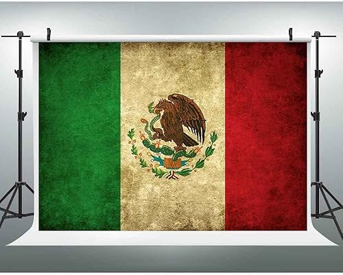 Miniatura 10 de EOALOR EOA - Fondo de fotografía de pared de ladrillo con bandera mexicana retro de 7 pulgadas de ancho x 5 pies de alto, para fiesta de vacaciones,