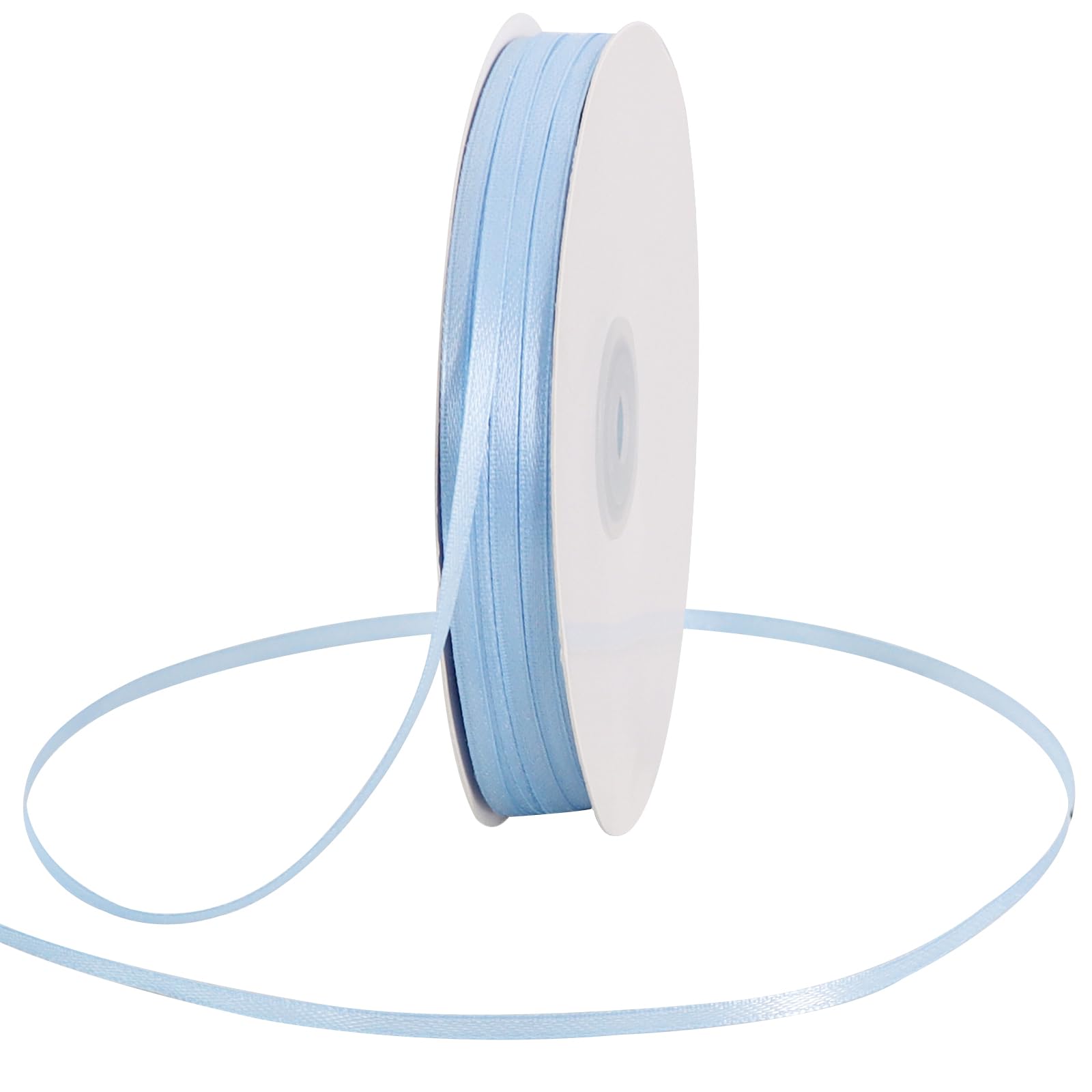 TONIFUL 1/8 Inch x 200 Yards Light Blue Thin Solid Satin Ribbon Giant Spool Double Face Ribbons for Crafts Hanging Tags Invitation Card Balloons Bouquet Hair Gift Wrapping Party Decoration