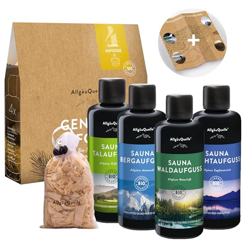 Saunaaufguss-Set mit 100% BIO-Sauna-Öle 4x100ml - ✓ Allgäuer Erfrischung ✓ Allgäuer Naturluft ✓ Allgäuer Atemwohl ✓ Allgäuer Zapfenstreich. Das Bio-Saunaduft Set. Bio-Saunaöl-Set. Saunaaufguss-Set mit 100% BIO-Sauna-Öle 4x100ml - ✓ Allgäuer Erfrischung ✓ Allgäuer Naturluft ✓ Allgäuer Atemwohl ✓ Allgäuer Zapfenstreich. Das Bio-Saunaduft Set. Bio-Saunaöl-Set.