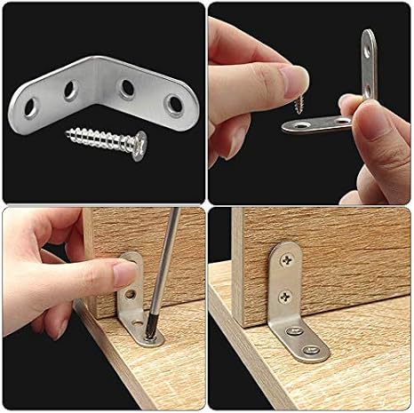 Corner Bracket 90 Degree Right Angle Brackets Stainless Steel Angle Support Corner Braces with Screws for Desk Table Shelf 20 Pack Silver 40 * 40mm