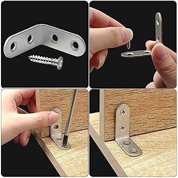 Corner Bracket 90 Degree Right Angle Brackets Stainless Steel Angle Support Corner Braces with Screws for Desk Table Shelf 20 Pack Silver 40 * 40mm