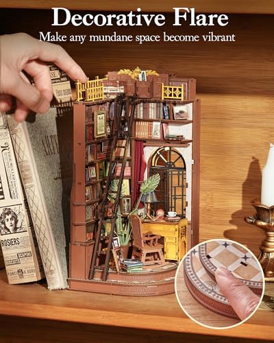 ROBOTIME Book Nook Model Kits for Adults - Corner Study, DIY Booknook 3D Wooden Puzzle Bookend Bookshelf Decoration Craft Gifts for Adults and Teens - Cosy Home Interiors ROBOTIME Book Nook Model Kits for Adults - Corner Study, DIY Booknook 3D Wooden Puzzle Bookend Bookshelf Decoration Craft Gifts for Adults and Teens - Image 3