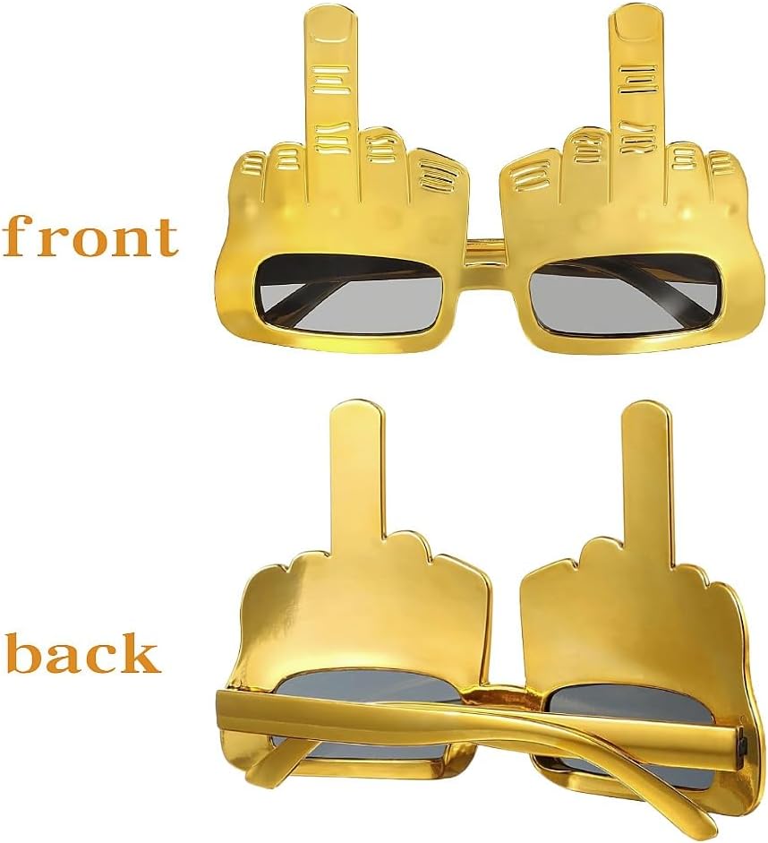 2PCS Funny Middle Finger Glasses Crazy Sunglasses for Birthday Divorce Party Gag Gifts for Men Women Adults Novelty Party Eyeglasses Funny Glasses Entertainment Photo Props Fun Costume Accessories