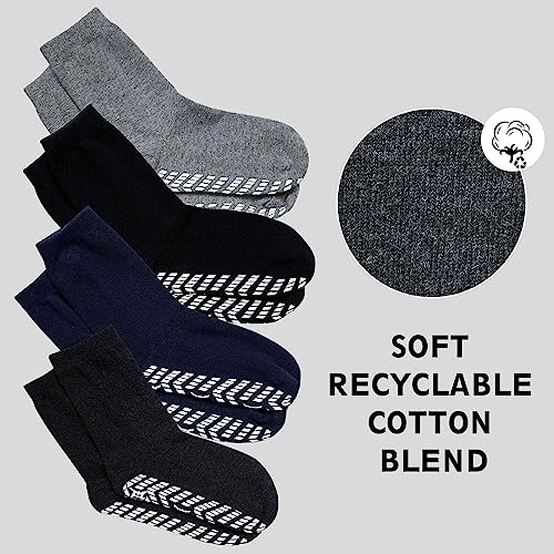Image of ZAKASA Non Slip Grip Socks - Non Skid Crew Grippy Socks for Men Women Anti Slip Grippers for Elderly Hospital Yoga Pilates