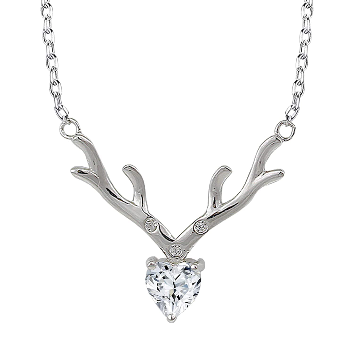 Buy VIDORA Sterling Silver Anushka Sharma Zircon Deer Heart Pendant